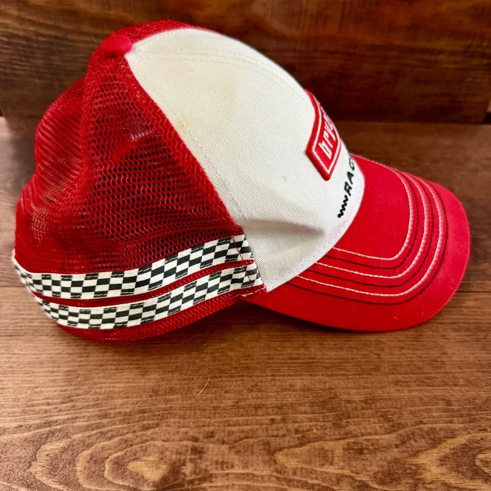Bryant Racing Trucker Hat Red White Checkered Mesh Snapback Cap Automotive